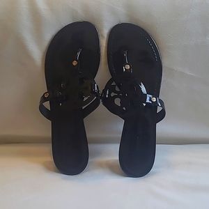 Tory Burch Black Patent Leather Miller Sandals Size 10.5